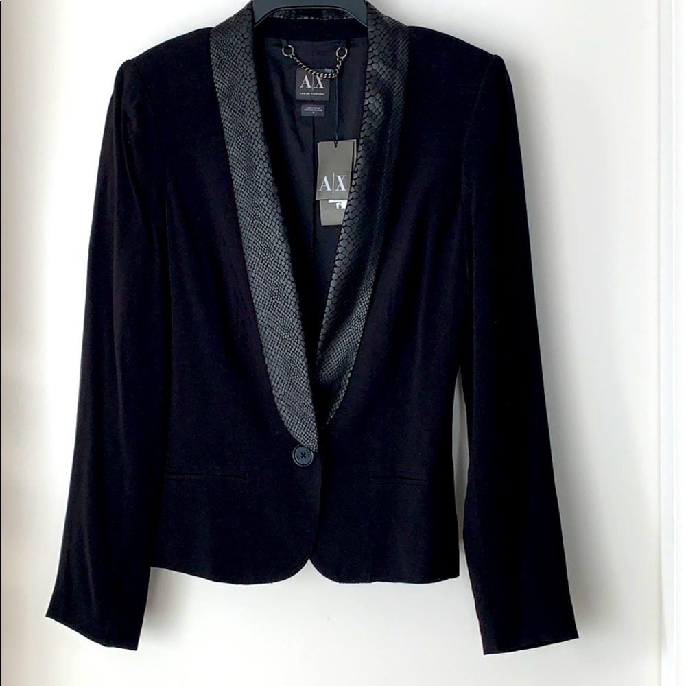 NWT black Armani Exchange single button blazer sz0